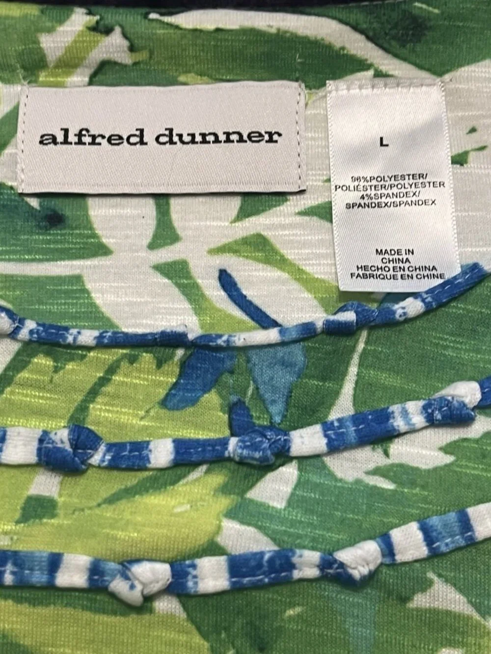 Alfred Dunner 2 Pc Outfit Size L Top 16 Capri Short Pants Summer Set Green Blue